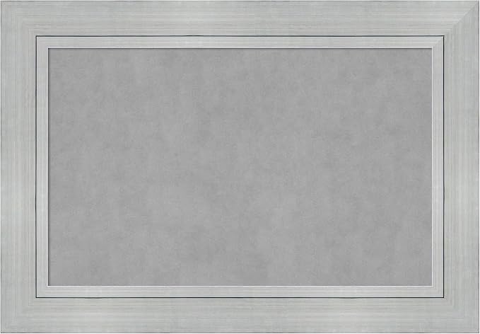 Amanti Art Silver Framed Magnetic Board 27x39 Large Vision Board for use with Magnets, 100% Metal Sheet to Display Items as Office Decor or for Home Organization in mudroom, Kitchen or Kids Room