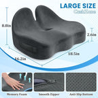 CushZone Seat Cushion, Memory Foam Office Chair Seat Cushion for Office Chairs/Car/Long Trip/Desk Chair/Gaming, Extra Large Size for Sciatica & Hip & Tailbone Pain Relief, Sciatica Support (Grey)