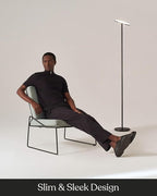 Brightech Sky LED Floor lamp, Torchiere Super Bright Floor Lamp for Living Rooms & Offices - Dimmable, Tall Standing Lamp for Bedroom Reading - Black Chrome