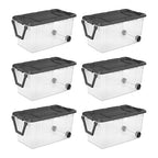Sterilite 6-Pack Modular Stacker Box, Durable Clear Plastic Storage Bins with Latching Lids, 160 Quart - Stackable Organizing Container Boxes for Closet, Bathroom, and Office