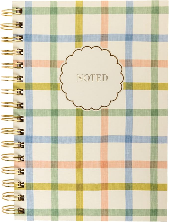 Graphique Plaid Hardbound Spiral Journal, 160 Ruled Pages Hard Cover Notebook, Diary, Lists, Record Month and Date, Premium Paper, 6” x 8”