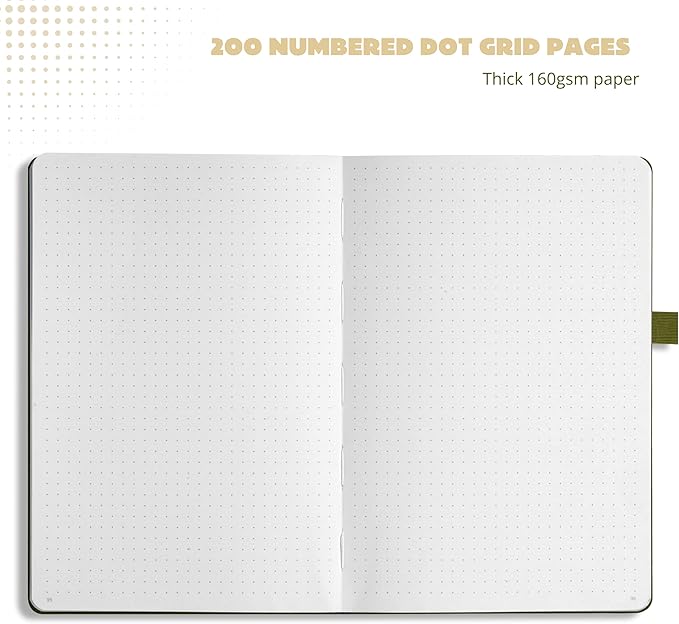 VIVID SCRIBBLES Dotted Journal Notebooks: Bullet Dotted Journal with 200 Numbered Dot Grid Pages, 160gsm Thick White Bleedproof Paper and 3 Sheets of Journal Stickers for Creatives