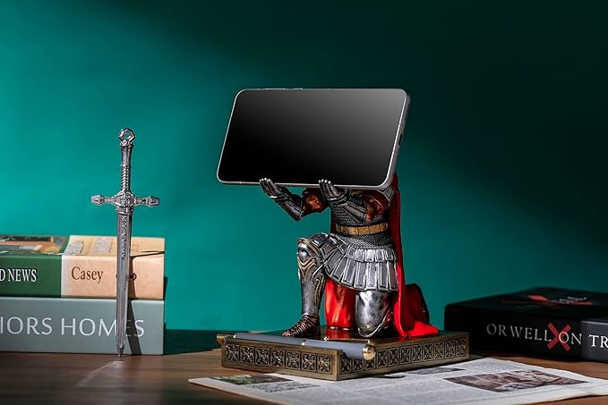 HDMbigmi Centurion Cloak Warrior Knight Pen Holder Mobile Phone Stand Desk Organizers and Accessories as Gift for Office and Home (Silver)