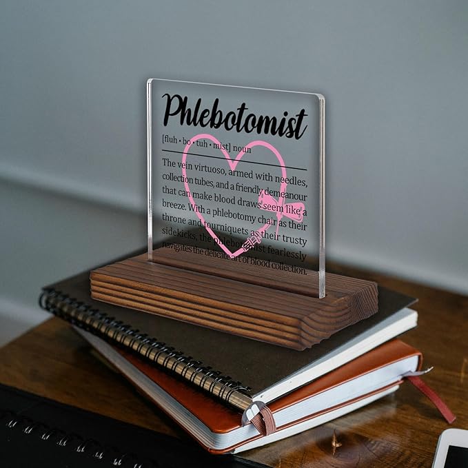 Phlebotomist Gifts, Thank You Desk Sign for Blood Draw Specialists, Appreciation Plaque for Lab Technicians and Medical Staff, Office Recognition Decor PA045