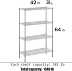 Regal Altair 18" Deep x 42" Wide x 64" Height Wire Shelving Kit | 4-Tier | NSF Commercial Storage Rack Unit
