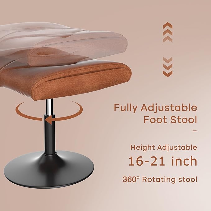 VECELO Foot Rest Under Desk Ottoman, PU Height Adjustable Footrest with Comfort Padding, Leg Rest for Desk for Relieving Leg Pain, Stiffness, and etc, Black
