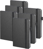 ONAVIA A6 Pocket Notebook Lined Journals, Small Journaling Notebooks, 160 Pages Hardcover Mini Notepad for Writing, Work, School and Note Taking with Pen Holder, 3.5" x 5.7", 6 Pack (Black)