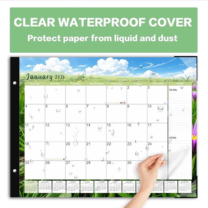 DIBAOLU Desk Calendar 2026,Large Desk Calendar 2026-2027 22x17,18 Month,January 2026 to June 2027,Suitable For Home, School Or Office, Monthly Planning Calendar,With Plastic Cover