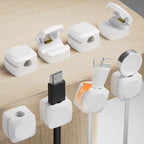 Lancord 8 Pack Cord Organizer Holder, Rotatable Cable Clips, Spring Cord Holder for Nightstand Adhesive Cable Organizer, Cable Management Clips Charging Cord Organizer for Desk Office Car Wall