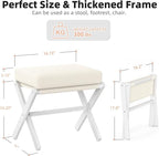 BAMBOOHOMIE Foldable Foot Stool Ottoman, Modern Foot Rest with Bamboo X Legs & Thick Foam Cushion, Folding Foot Stools Small Padded for Bedroom Living Room, Footstool for Chair Couch (White - White)