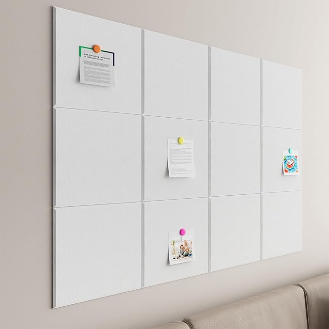 Baysola Large Cork Boards for Walls – 48" x 36" Self Adhesive Felt Wall Tiles, Ideal for Office Wall Organizing Bulletin Board, Easy to Install Cork Boards Felt Board