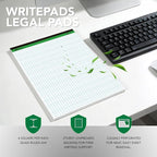KAISA Graph Paper Legal Pads Writing Pads Recycled Paper 8.5"x11.75" Quad Ruled 4x4 Perforated 50sheets/pad Grid Paper Notepads Writing Tablet White For Office Supplies (White 6pad, 8.5x11.75'')