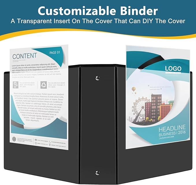 CIXILDTS 3" 3 Ring Binder, Standard 3-Inch Round Ring Binder Fit Letter Size Paper, Presentation View Binders, 6 Packs, Black