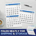Dunwell 2026 2-Month Wall Calendar, Blue, Monthly Hanging Calendar with Large Bold Numbers, Easy to Read, Jan–Dec 2026, 11x17 Open, Ships Folded