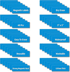 Magnetic Dry Erase Magnets Labels 3x1 inches, Reusable Name Tags, Organizing Schedules in Office/Classroom. Work on Fridge/White Board (Blue 60Pcs)