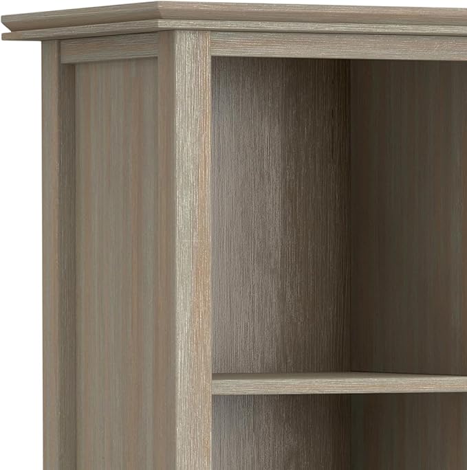 SIMPLIHOME Artisan Bookcase - 43 inch Tall 9-Cube Solid Wood Cube Organizer in Distressed Grey, Transitional Storage Bookcase for Living Room, Study Room or Office with Fixed Shelves and Tapered Legs