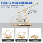 JOYEKY Laptop Stand for Desk, Adjustable Computer Stand with 360° Rotating Base, Ergonomic Laptop Riser for Collaborative Work, Foldable & Portable Laptop Stand, fits for All 10-16" Laptops