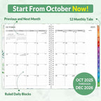 SUNEE 2026 Appointment Book, 2026 Hourly Planner 8.5" x 11", Hourly, Weekly & Monthly Planner - from January 2026 - December 2026, Flexible Cover, Note Page, Pocket, Bookmark, Leaves