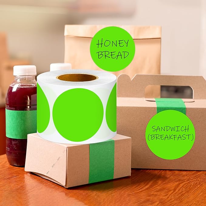 3 Inch Round Color Coding Labels (500 per Roll) - Colored Dot Stickers Round Labels for Inventory, Warehouse, Office Organizing - Light Green Circle Stickers