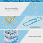 NEEWAY 200pcs Large Blue Paper Clips, 2 Inch Jumbo Paper Clip, Ceative Colored Paperclips for Paperwork Office School and Personal Use