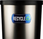 Recycle and Trash Stickers for Kitchen Trash Cans and Recycling Bins, Indoor Trash and Recycle Sticker Combo for Garbage Can Logo Symbol, Blue & Gray Decals, 6.5" x 3" Elegant Style with Split-back