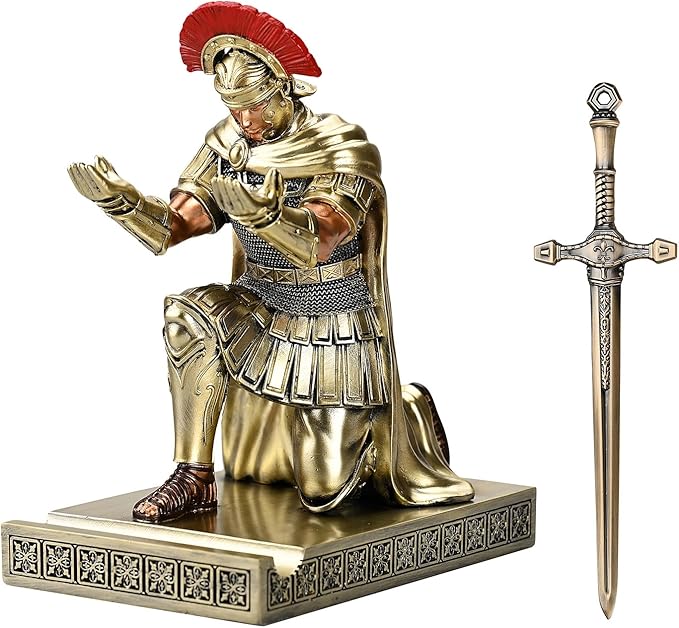 HDMbigmi Centurion Cloak Warrior Knight Pen Holder Mobile Phone Stand Desk Organizers and Accessories as Gift for Office and Home (Bronze)