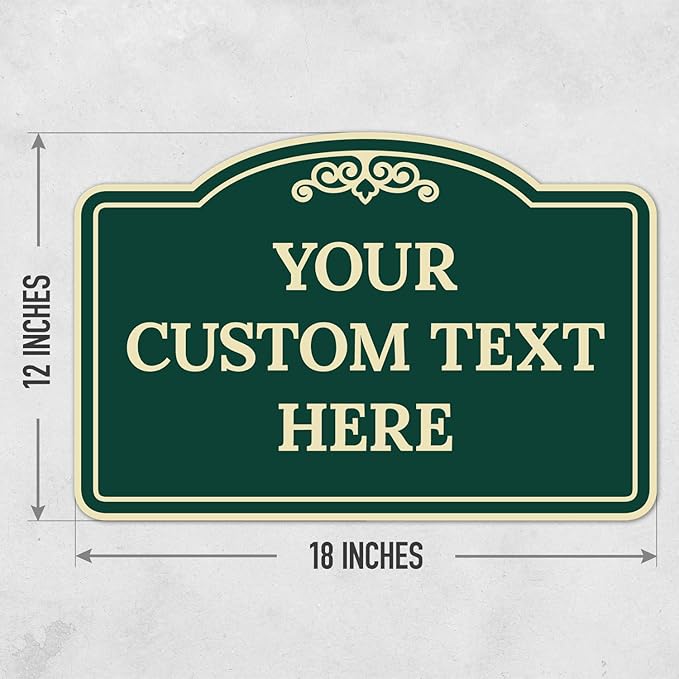 Custom Decorative Sign, Personalized Metal Sign for Business, Driveway, Home, Airbnb, Office Door Plaque, Green Background 12x18 Inches, ACM, Fade Resistant, Made in USA by Sigo Signs
