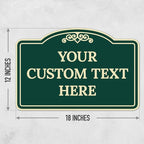 Custom Decorative Sign, Personalized Metal Sign for Business, Driveway, Home, Airbnb, Office Door Plaque, Green Background 12x18 Inches, ACM, Fade Resistant, Made in USA by Sigo Signs