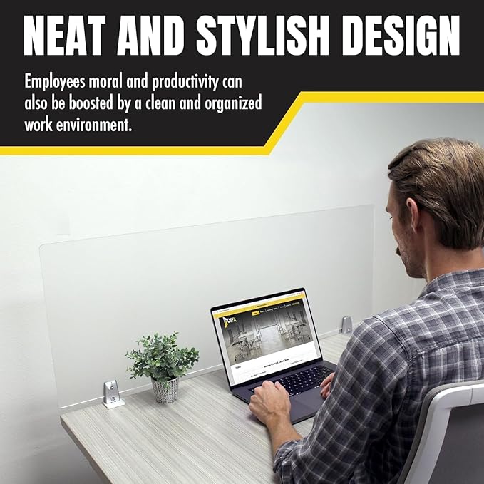 OBEX Clear Acrylic Desk Mounted Privacy Panel, 12" x 24", Clear