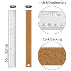 Metal Ruler with Cork Backing, 12 Inch Stainless Steel Rulers 12 Inch Metal Ruler 10 Pack - Imperial and Metric - Non-Slip Prevent Ink Leakage - for School Office Engineering Tools