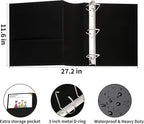 LETVPVOW Vintage Hardback 3 Ring Binder 3 Inch, Professional Leather Binder 3 Ring, D Ring Binders Fits 8.5 x 11, Three Ring Binders for Photo Album, Home, School and Office Supplies- Black
