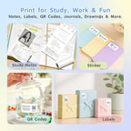 Gloryang JD-23 Sticker Printer, Mini Portable Thermal Printer Print Pod, Inkless Bluetooth Label Maker with Smart App for Phone & Tablet for Office & Home Use, 2 Rolls Sticker Paper, White
