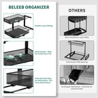 Beleeb Under Sink Organizer, Extra-Wide Upgrade, 1-Pack of 2-Tier Metal Slide Out Cabinet Organizer, Height Adjustable Organization and Storage Series, Bathroom/Cabinet/Kitchen organization, Black