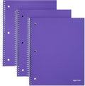 Amazon Basics Notebooks, Wide-Ruled Spiral Notebook with Poly Cover, For Work and School, 100 Sheets, 8" x 10.5", Radiant Orchid, 3-Pack