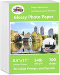ZHADDLI Inkjet Glossy Photo Paper, 8.5X11 Inches,Pack of 100 Sheets, Compatible with Inkjet Printer Use DYE INK，Glossy Inkjet Paper 200gsm