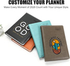 Custom Personalized 2026 A5 Planner - Customizable with Logo/Photo/Text | Soft PU Leather Cover, Monthly/Daily/Academic Weekly Pages & Calendar for School, Green