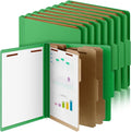 Skyygemm 12 Pcs Classification Folders Letter Size, 3 Divider Pressboard File Folder with Fasteners, Expanding File Organizer Bulk for School Teachers, Office Employee, Coworker, Staff (Green)