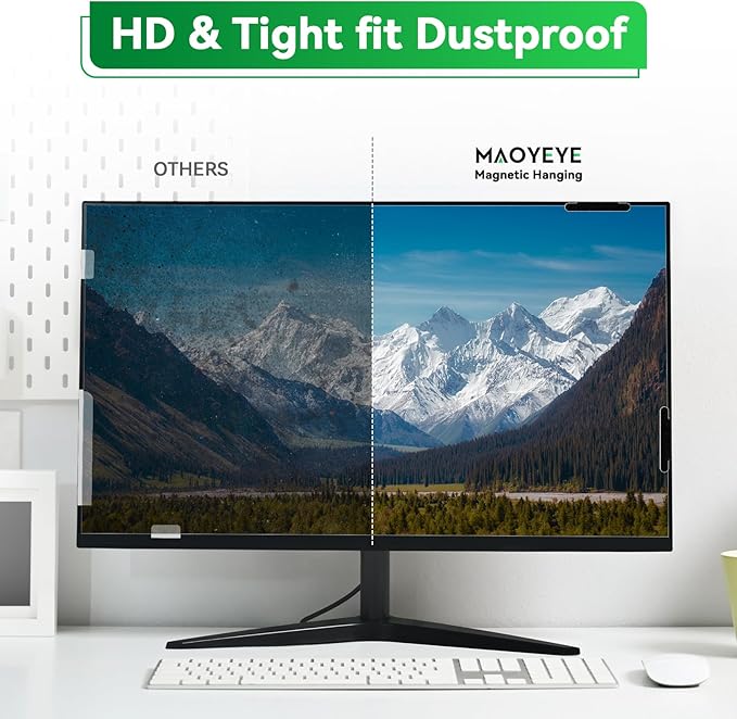 [2 Pack] Magnetic Hanging 21.5 in Computer Anti Blue Light Screen Protector for16:9 Aspect Ratio Widescreen Monitor, Eye Protection Anti-Glare Light LED PC Screen Protector, Removable 21.5in Protective Film