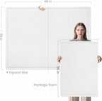 lightomorrow Large Bulletin Board - 48 x 36 Inches, Decorative Felt Pin Board for Wall - 4' x 3' Foldable Photo Display Board with Self-Adhesive Tape, Includes 20 Push Pins - White