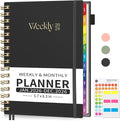 EMSHOI 2026 Planner Weekly and Monthly, Week on One Page with Notes, A5 (5.7"x8.3"), Jan-Dec 2026 Calendar Agenda with Monthly Tabs, Note Pages, 100GSM Thick Paper, Flexible Cover, Black