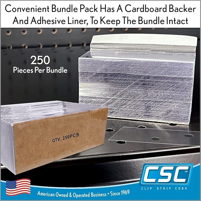 Clip Strip Corp. Price/Data Channel Label Holder Chips, Clear Plastic Tags, 2.25" L x 1.25" H, 7.5 Mil Thick, Gondola Shelf Edge, Reusable, Made for Point of Purchase Shelf Molding (250)