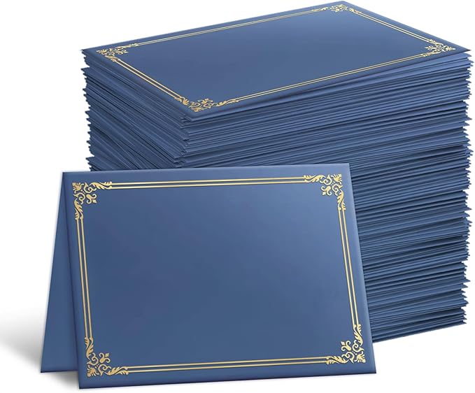 30 Packs Certificate Covers,Navy Blue Cardboard Diploma Cover,Certificate Holders Gold Foil Border,for Letter Size 8.5 x 11 Inch Awards and Certificates
