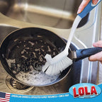 LOLA Pro Utility All Purpose Kitchen Cleaning Brush, 36 Pack, Durable Bristles, Comfort Ergonomic Rubber Non-Slip Grip, Built-in Food Scraper
