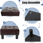 BRIAN & DANY Small Foot Stool, Leather Foot Stools with Legs, Stable Small Footstool for Living Room, Brown