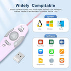 QUI Presentation Clicker Wireless Presenter Remote Clicker for PowerPoint Presentation Remote, PowerPoint Slide Advancer for Mac/Windows/Google Slide/Keynote, USB A, Purple