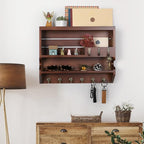Innovation Key Holder for Wall, Mail Organizer with Key Hooks, Keys Holder on Wall, Walnut