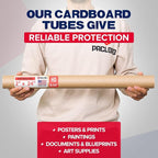 Paclord 2" x 24" Heavy-Duty Reinforced Cardboard Mailing Tube, Pack of 1 Tube with 2 Caps – Secure USPS Approved – Great for Shipping and Storing of Prints, Artwork, Posters or Documents