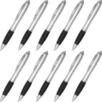 DISCOUNT PROMOS Ballpoint Pens With Rubber Grip, 10 pack, Black Ink Writing Pens in Bulk, Black