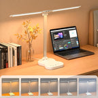 Ddlisu LED Desk Lamp with USB Charging Port, 5 Color Modes 10 Brightness, Dual Swing Arm Dimmable Desk Lamps for Home Office Nail Dorm (White)