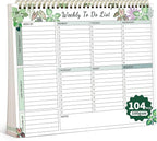 104 Pgs Weekly To Do List Notepad, 52 Duplex-Printed Undated Sheets 100 GSM（8.5"×11") Weekly Desk Planner For Work Home School Office Desk Accessories Supplies & Goal Setting Tasks - Green Foliage